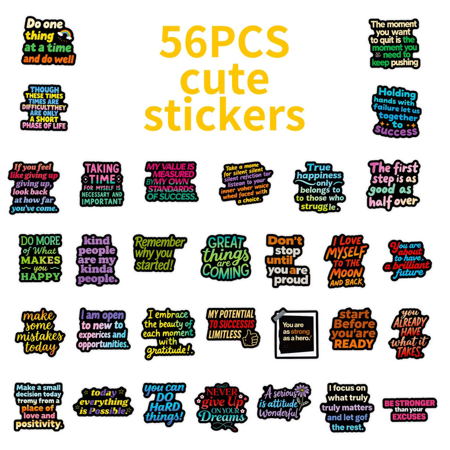56-teiliges Set inspirierende Text-Graffiti-Aufkleber in Dunkelgrau von BulingBulingStickers Store - Bild 3