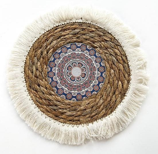 Rundes Tischset Walk Vogue aus geflochtenem Stroh im Bohemian-Stil, hitzebeständig und waschbar, Durchmesser: 25 cm - Bild 1