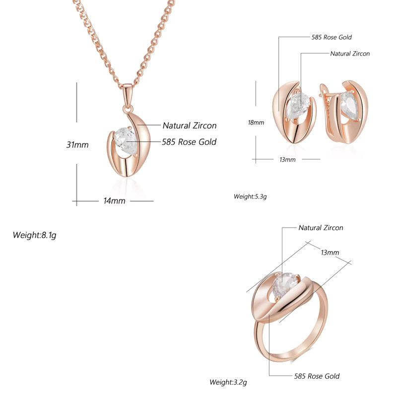 Kinel Schmuck-Set, 585 Gold, Roségold, Zirkonia, Damen - Bild 2