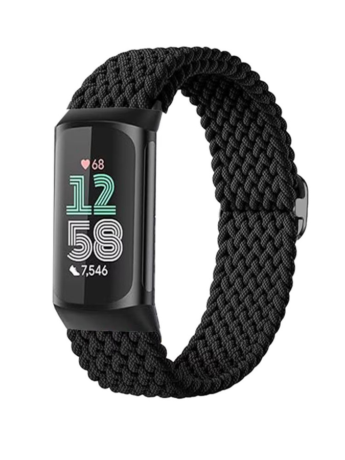 Fitbit Uhrenarmband Nylon, Schwarz, für Charge 3/4/5/6 - Bild 2