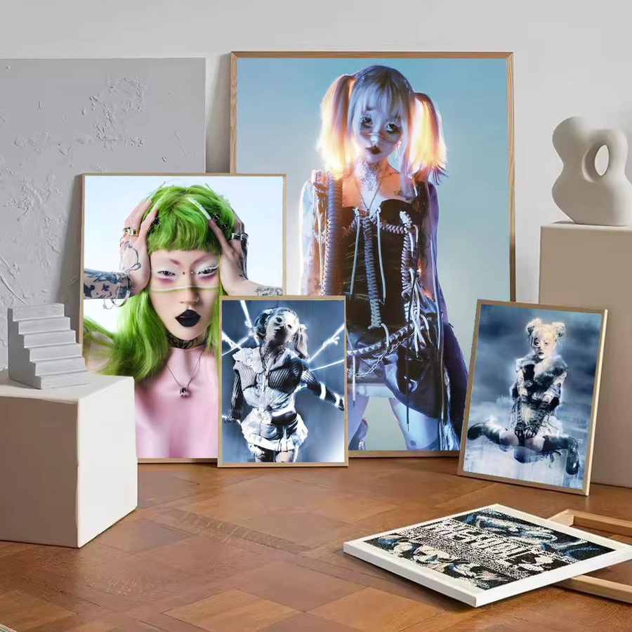 Y-Jahule Sänger Poster Papierdruck Schwarz12 Kunstmalerei für Wohnzimmer und Café ohne Rahmen - Bild 2