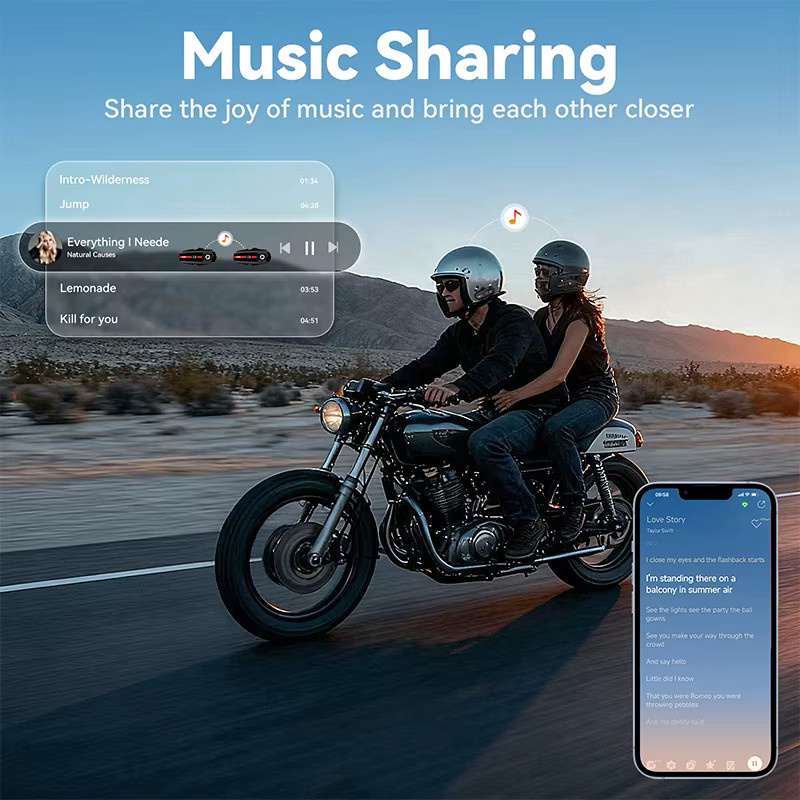 XGP Motorrad-Intercom Bluetooth Helm-Headset mit Sprachsteuerung, Musik-Sharing und Geräuschunterdrückung sowie 1000mAh Akku - Bild 3