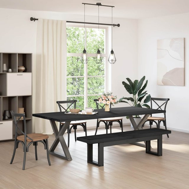 NOAIN Esstischbank aus Massivholz Kiefer in rustikalem Design, B/T/H: 180 x 41 x 45 cm - Bild 1