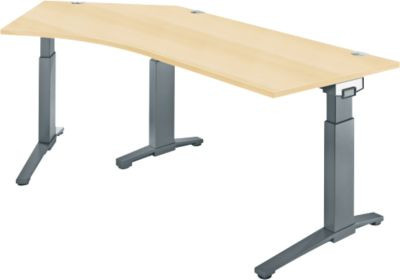 Schäfer Shop Genius Schreibtisch ERGOSTYLE S Eckschreibtisch mit C-Fuß Gestell, manuell höhenverstellbar, Ahorn/Anthrazit, B: 216,5 cm, T: 80 cm, H: 67,5-89,5 cm - Bild 1