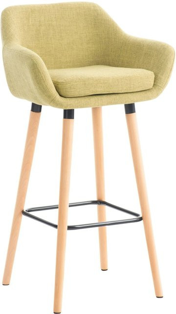 DELUKE Barhocker VILO mit Lehne in Hellgrün, Stoffbezug und Buche-Holzgestell, H: 99 cm, B: 55 cm, T: 46 cm - Bild 1