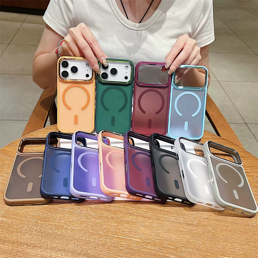 Xeber Magnetische Hülle für iPhone 12 bis 17 Pro Max Plus mit MagSafe Unterstützung, Acryl Transparent, Farbe: Transparent/Lila - Bild 4