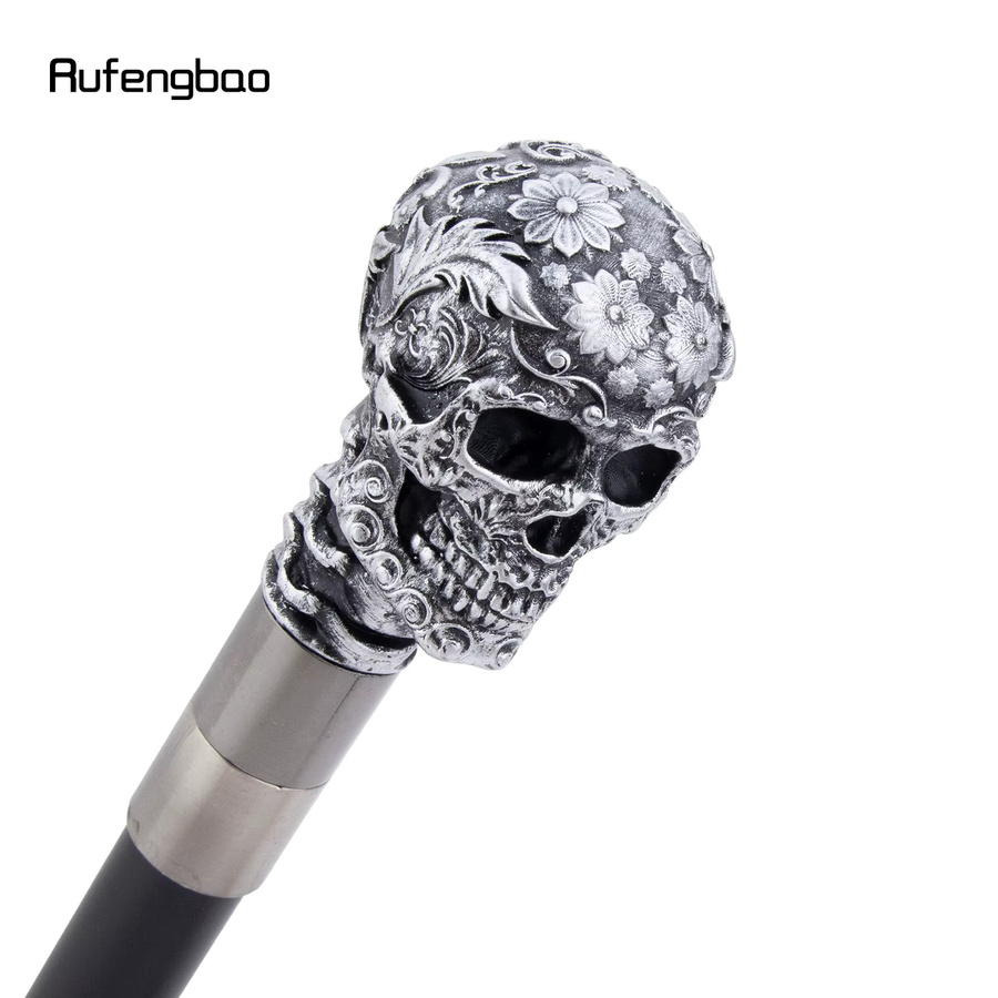 Rufengbao Cane, Silber Rose Blume Schädel Kopf, Fantasy, 94 cm - Bild 2