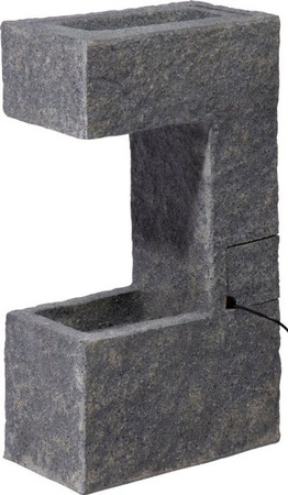 Dobar Gartenbrunnen aus Polyresin in Grau mit LED-Beleuchtung, Pflanzkasten und Wasserfall, B/H/T: 20,5 x 70 x 39 cm