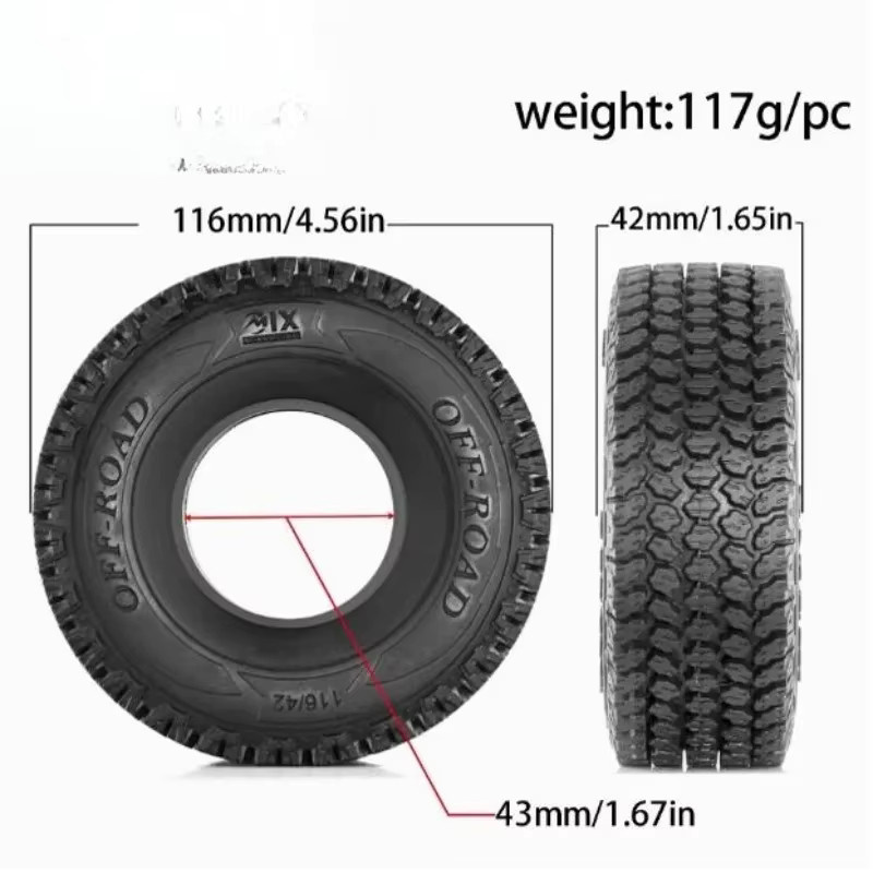 TIMEA RC Crawler-Reifen, 4-teiliges Set, Gummi, Schwarz - Bild 2