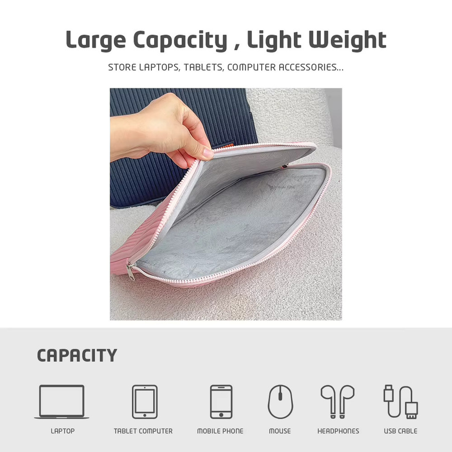 ValueWin Laptop-Hülle für Damen, stoßfeste Notebook-Tasche für MacBook Air/Pro, Xiaomi, Lenovo und Dell, passend für 13, 14, 15 und 15,6 Zoll, in Beige oder Pink - Bild 2