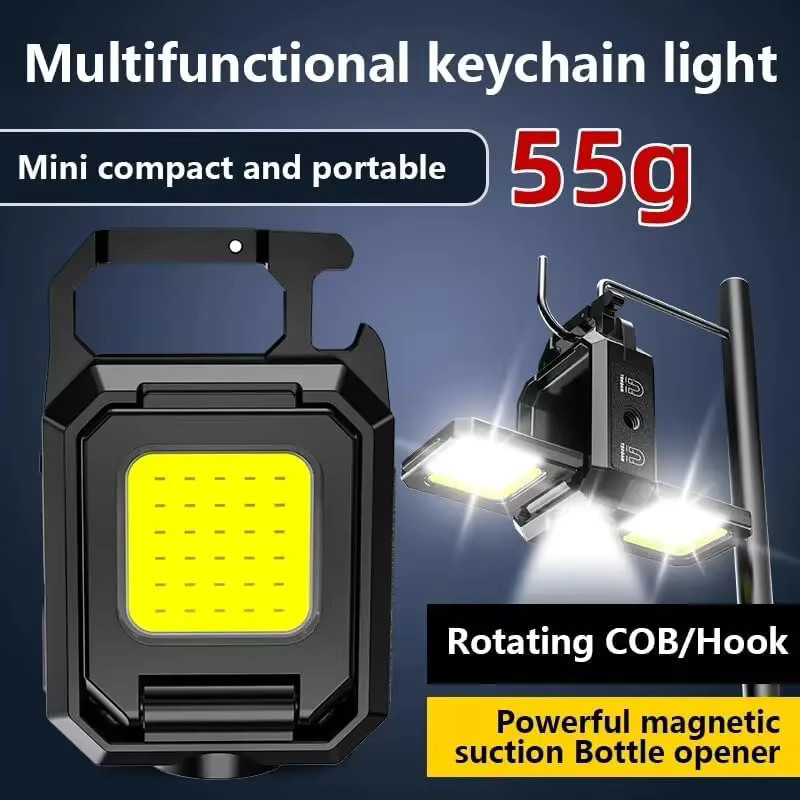 KDULIT LED Mini Schlüsselanhänger Licht mit XPE und COB, USB wiederaufladbare Taschenlampe in Schwarz für Outdoor, Camping und Notfälle - Bild 3