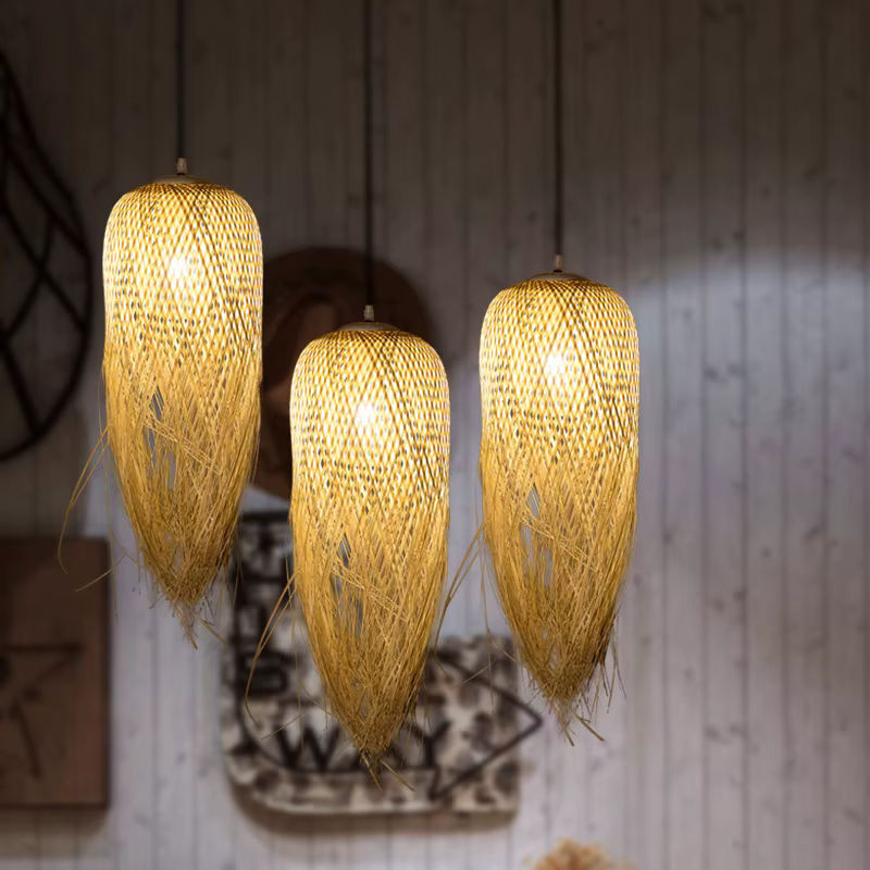 Ynhaw Bambus Kronleuchter Handgewebte Designer Lampe im Südostasiatischen Stil für Teezimmer, Restaurant und Hotel - Bild 4