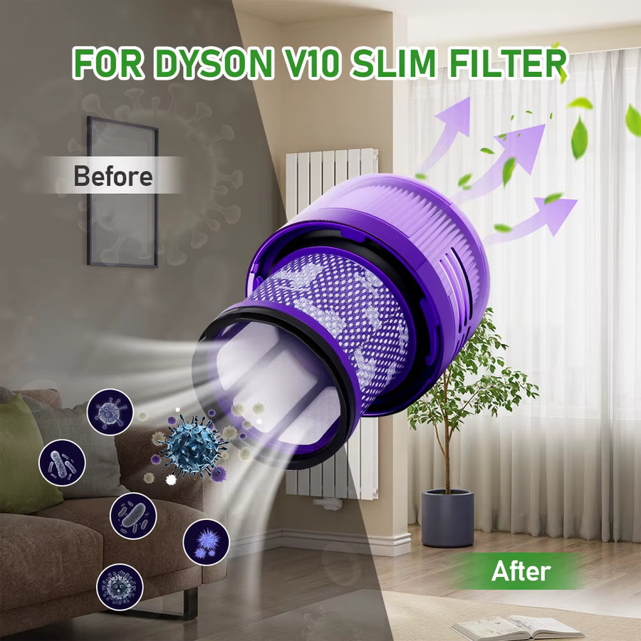 Dyson V10 Slim / SV18 Ersatz HEPA-Filter in Lila, waschbarer Filter für kabellose Staubsauger - Bild 3