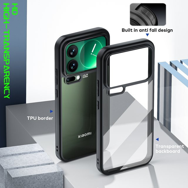 Stoßfeste transparente Hülle mit Linsenschutz für Xiaomi 14, 15 Pro, 15 Pro Max und 15 Ultra - Bild 1