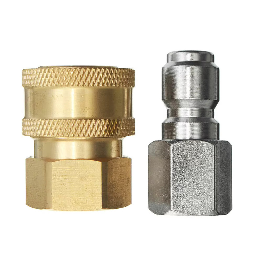 DAZZLEEX Hochdruckreiniger-Schnellverbinder mit 1/4 Zoll Schnellverschluss-Kupplungsanschluss M14-M22 für Gartenschläuche in Gold - Bild 1