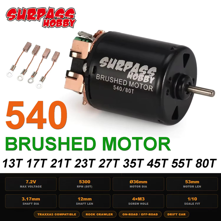 Surpass Hobby Bürstenmotor 540, Zubehör, Metall, Schwarz, 1:10 - Bild 2