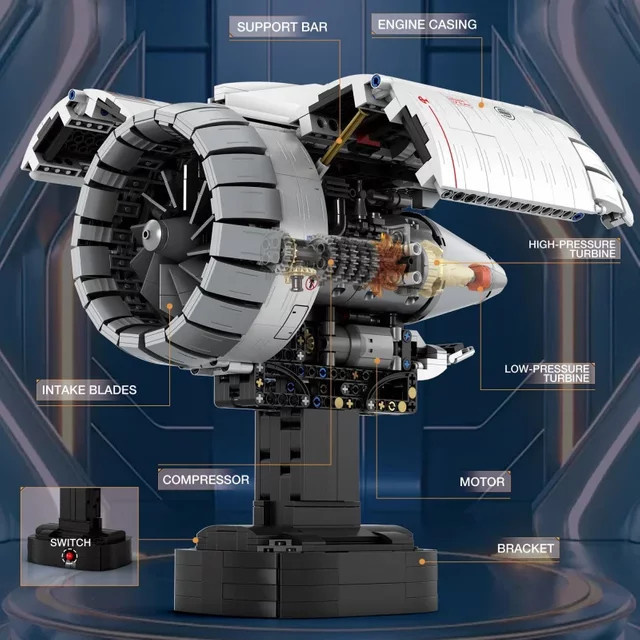 Reobrix Luftfahrt-Turbofan-Motor, Bausteine, Elektrisches Modell-Bausatz - Bild 1