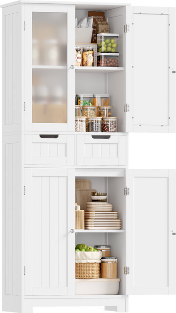 Getone Sideboard Buffet und Küchenschrank in Blau und Weiß, moderner Stil mit 4 Türen und 2 Schubladen, Höhe: 170 cm - Bild 1