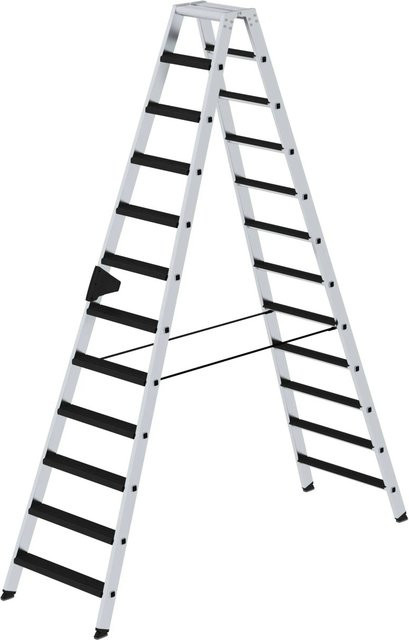 PROREGAL Stufen-Stehleiter Clip-Step Relax beidseitig begehbar, Farbe: Silber, 2 x 12 Stufen - Bild 1