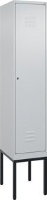 C+P Spind Classic PLUS Garderobenschrank aus Stahl mit 1 Abteil, Zylinderschloss und 4 Garderobenhaken, Grau/Schwarz, H x B x T: 212 x 40 x 50 cm - Bild 1
