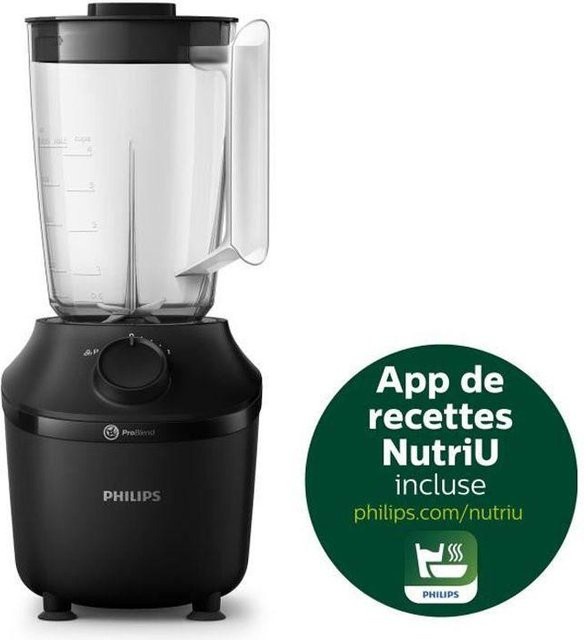 Philips Standmixer 3000 Series HR2041/41 Schwarz mit 1,9 l Behälter und Trinkflasche - Bild 3