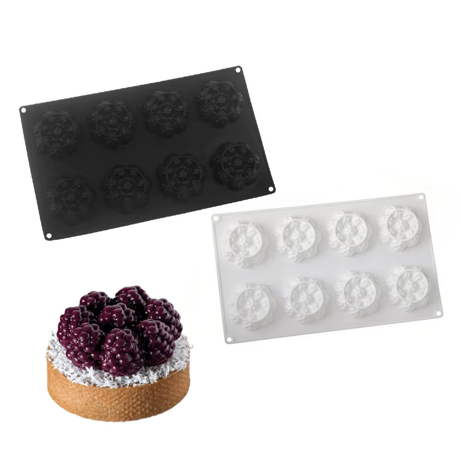 Meibum Silikonform für Himbeer-Törtchen-Mousse und Schokoladen-Desserts mit Himbeerblüten-Dekorationsform - Bild 3