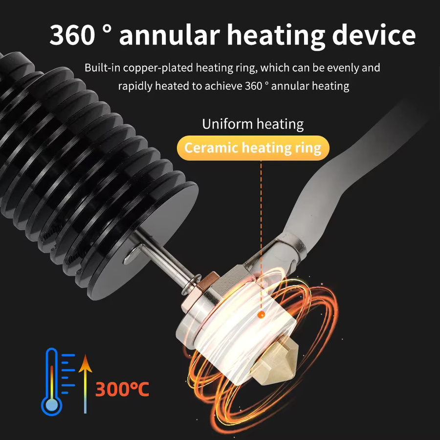 E3D V6 Hotend 24V 50W mit Keramik-Heizkern in Schwarz für FDM 3D-Drucker wie Voron 2.4, Prusa, DDB Extruder, Ender 3, CR10 und MK3S - Bild 3