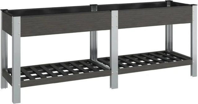 furnicato Garten-Hochbeet aus WPC mit Ablage in Grau, B/T/H: 200 x 50 x 75 cm - Bild 1
