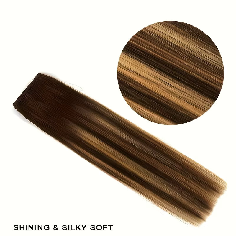 Honigblonde Clip-in-Haarverlängerungen aus Echthaar, gerade, 8 Stück, Damen - Bild 4