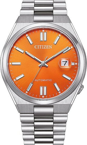 Citizen Armbanduhr Automatik, Edelstahl, Orange, 40 mm, Herren - Bild 1