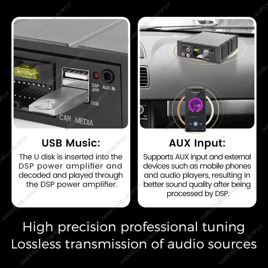 AUTOSHARK DSP Audio Prozessor Automotive Sound Modul mit App-Steuerung, 4x80W Verstärker, Schwarz - Bild 2