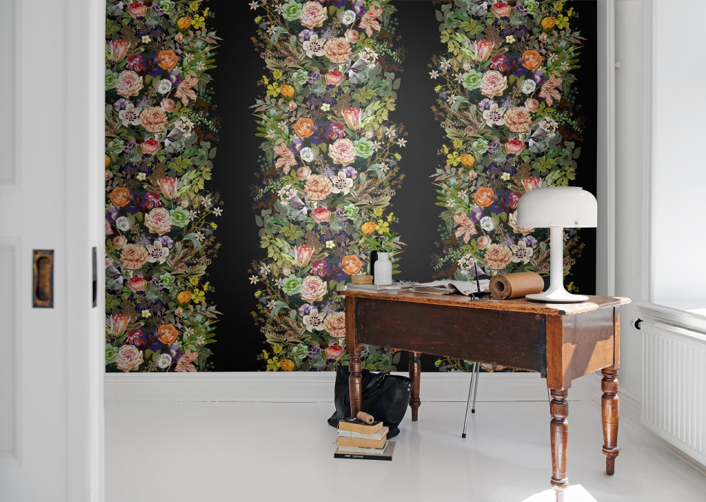 Rebel Walls Mural Flowerbed Wandtattoo in Schwarz und Multicolour im Vintage-Floral-Design - Bild 2