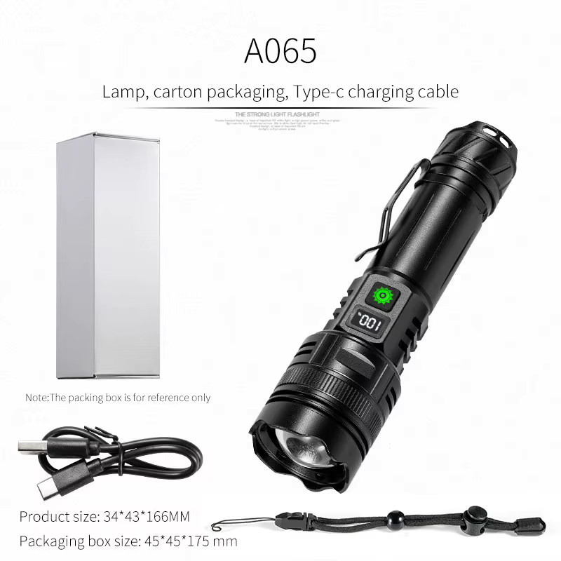 ESMARTER Taktische LED-Taschenlampe in Schwarz mit USB-C wiederaufladbarem Akku und starkem Blitzlicht - Bild 5