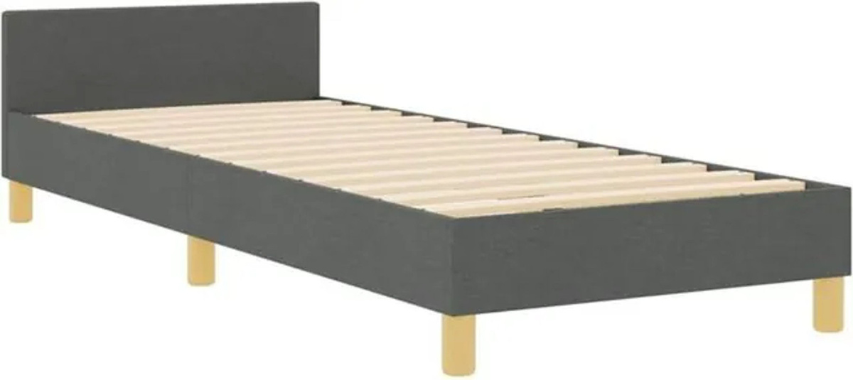 Polsterbett mit Kopfteil von vidaXL in Anthrazit, Modernes Bettgestell aus Stoff und Holzwerkstoff, B: 90 cm, L: 200 cm - Bild 1