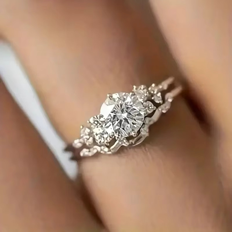 Huitan Ring, 2 Teile, Silber, Zirkonia, Unisex - Bild 2