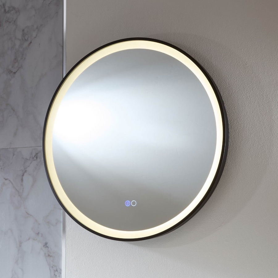 Runder Wandspiegel Camila von Hudson Reed mit LED-Beleuchtung und Touch-Schalter, Schwarz, Durchmesser: 60 cm - Bild 1