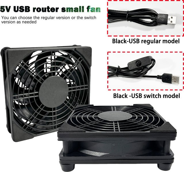 AuyiHomu USB-A Mini-Kühllüfter für Router, PC und TV-Box in Schwarz - Bild 1