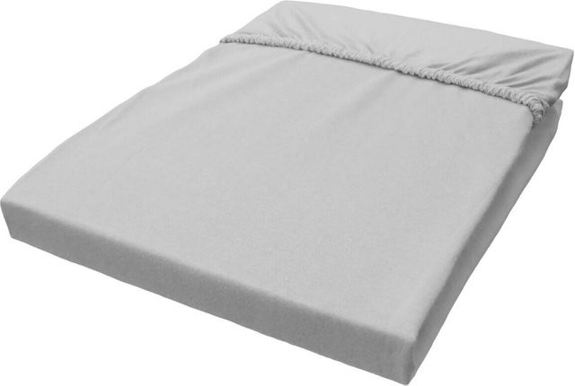 Biberna Trendline Boxspring Spannbetttuch Jersey aus Baumwolle und Elasthan, Farbe: Silber/Grau, B/L: 180 x 200 cm, Höhe: 40 cm - Bild 1