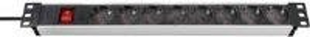 Brennenstuhl Alu-Line 19 Zoll Steckdosenleiste 8-fach mit Schalter und 2m Kabel in Schwarz und Silber - Bild 2