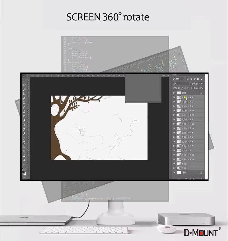 D-MOUNT D90 Monitor-Tischhalterung aus Metall und Aluminium mit Gasdruckfeder-Arm für 13 bis 32 Zoll Monitore, weiß, Traglast 2-10 kg, Klemmöffnung 0-60 mm - Bild 4