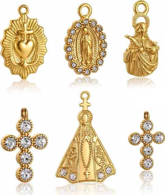 DOOYIO Anhänger Edelstahl, Gold, Kristall, Unisex - Bild 1