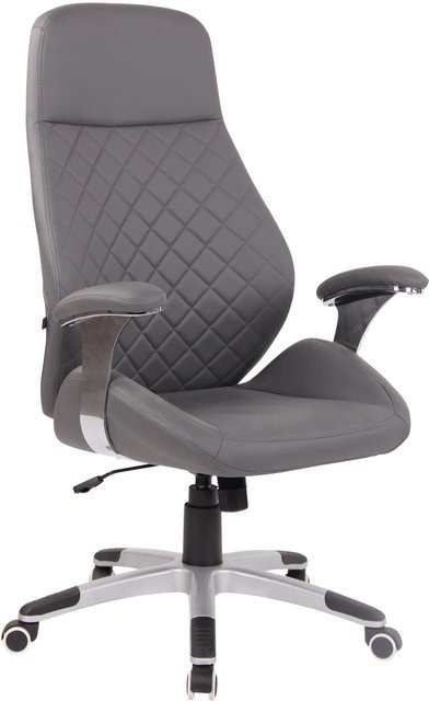 TPFLiving Bürostuhl Lyka in Grau aus Kunstleder mit Armlehnen und Rollen, H x B x T: 126 x 74 x 64 cm - Bild 1
