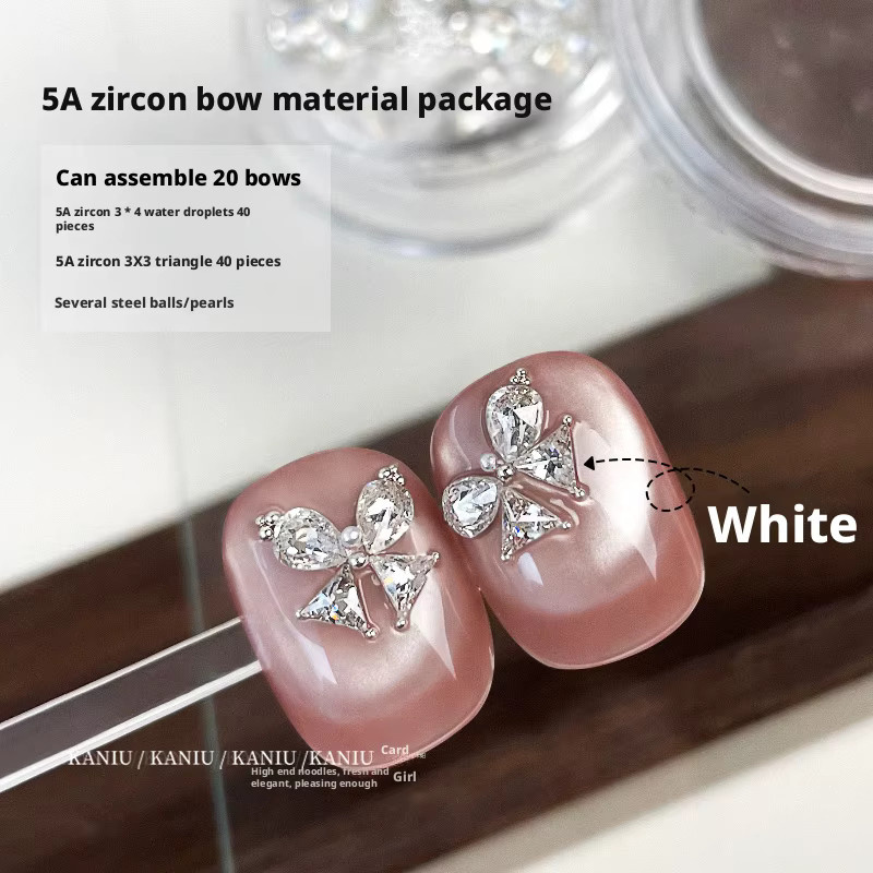 Kaniu Nageldekorationszubehör, Zirkon-Kristall, Schmetterling, Herzform, White, 1 Box - Bild 4
