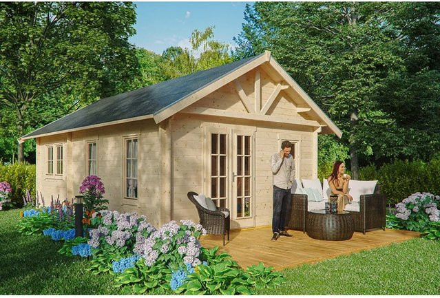 Skan Holz-Gartenhaus Bern 4 Blockbohlenhaus aus Fichte in Brown, B/T: 420 x 660 cm - Bild 1