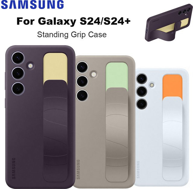 Samsung Original Standing Grip Hülle für Samsung Galaxy S24 und S24 Plus in Blau, stoßfeste Silikon Schutzhülle - Bild 1