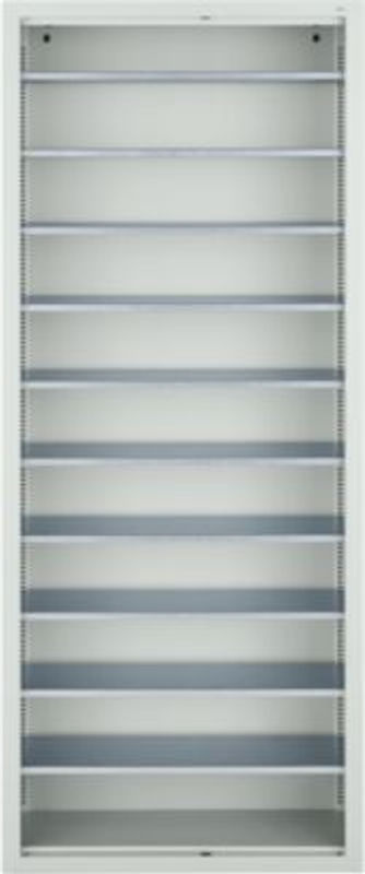 Magazinregal C+P Serie 13 aus Stahl, 10 Fachböden, abschließbar, Farbe: Lichtgrau, B/T/H: 70 x 30 x 169 cm - Bild 2