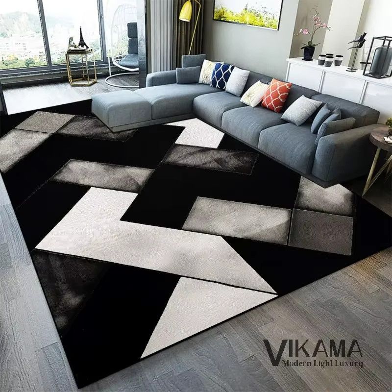 VIKAMA Abstrakter geometrischer Teppich rutschfest für Wohnzimmer und Schlafzimmer - Bild 2