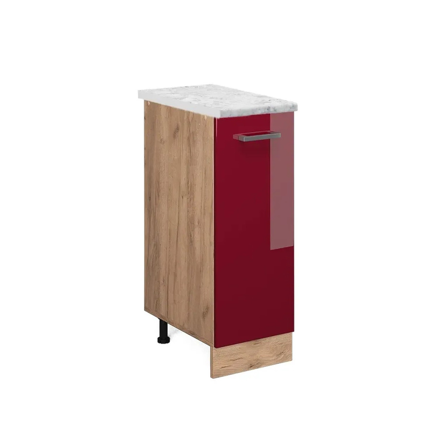 Vicco Apothekerschrank R-Line in Bordeaux Hochglanz und Goldkraft Eiche mit Marmor-Optik, B/T/H: 30,0 x 60,0 x 81,6 cm - Bild 2