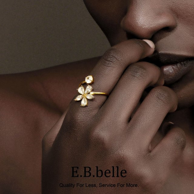 E.B.belle Blumenring, Edelstahl, Zirkonia, Damen - Bild 1