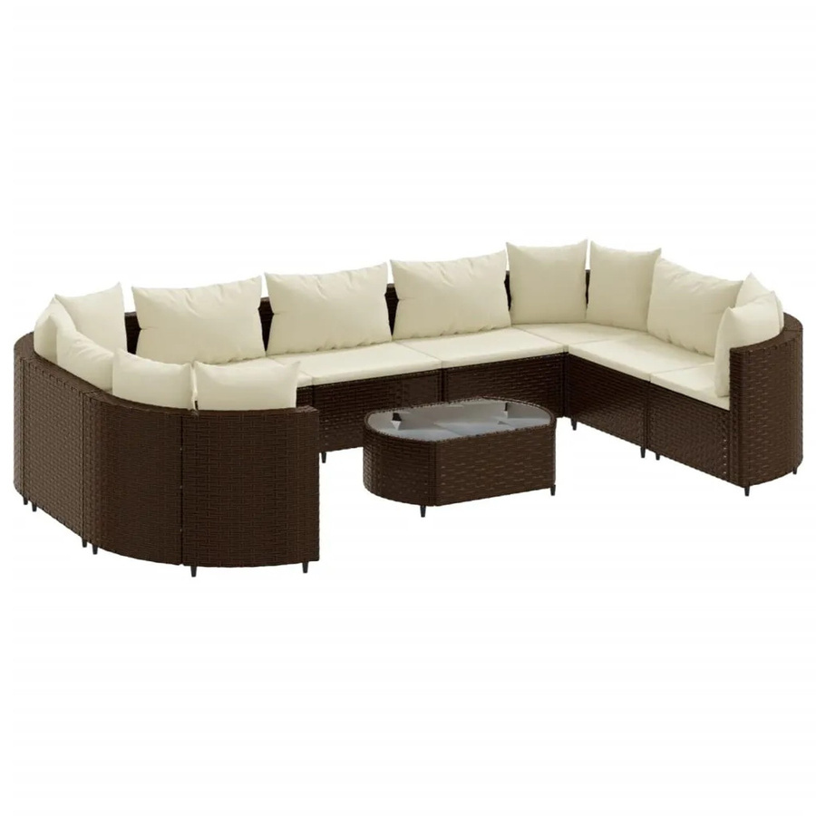 vidaXL 10-tlg Garten-Sofagarnitur aus braunem PE-Rattan mit Kissen und Couchtisch - Bild 2